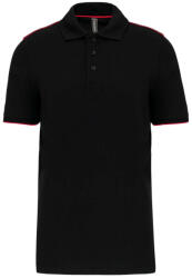 Designed To Work WK270 rövid ujjú férfi galléros póló, kontrasztos diszítésekkel Designed To Work, Black/Red-L (wk270bl-re-l)