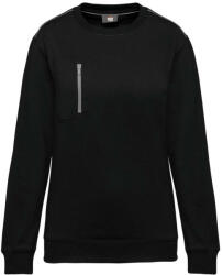 Designed To Work WK403 mellzsebes környakas unisex pulóver, kontrasztos díszítéssel Designed To Work, Black/Silver-4XL (wk403bl-si-4xl)