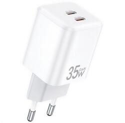 Awei PD65-EU hálózati töltő 2 Type-C aljzat (35W, GaN, PD gyorstöltő) FEHÉR (PD65-EU_W) - bluedigital