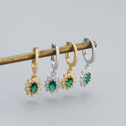 Modart Cercei argint tortite cu piatra verde, dama, argint 925/argint 925 placat cu aur, cristal verde, argintiu/auriu, 1, 82 gr (1388)