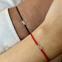 Modart Set 2 bratari de aur pentru cupluri, aur 14k, dama/barbat, set familie infinit, snur reglabil rosu/negru, snur simplu sau snur gros impletit, infinit aur 14k galben (1493)