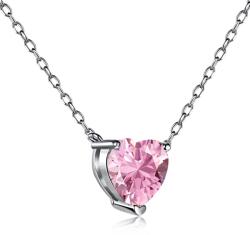 Modart Lantisor din argint inima cristal, dama, argint 925, inima, zirconiu roz, argintiu, 2, 54 gr (1261)