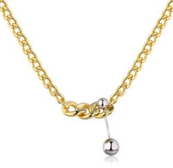Modart Lant din argint zale cuban, dama, argint 925 placat cu aur, pandantiv, 40+5 cm, auriu, 13, 27 gr (1327)