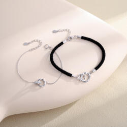 Modart Set bratari pentru cupluri, argint, dama/barbat, argint 925, argintiu, mesaj personalizat si zirconiu alb, 4, 02 gr (1404)