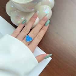 Modart Inel argint, dama, argint 925, inima din opal, zirconii albe, argintiu, 3, 5 gr (1155)