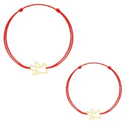 Modart Set bratari de argint, mama si copil, argint 925 placat cu aur, snur reglabil rosu, figurina ingeras (1073)