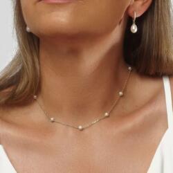 Modart Lantisor finut cu perle naturale, argint 925, bijuterii elegante pentru femei, lant perle naturale, minimalist, summer festival 35+9 cm, argintiu/auriu, 3, 20 gr (949)
