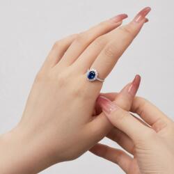 Modart Inel argint cu piatra albastra, dama, argint 925, model statement, zirconii albe, cristal albastru safir, argintiu, 3, 13 gr (1287)
