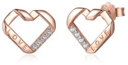 Modart Cercei aur roz argint, dama, argint 925 placat cu aur roz, model love, 1, 3 gr (1050)