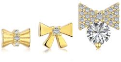 Modart Set cercei ear cuff din argint pe ureche, dama, set 3 buc, argint 925/argint 925 placat cu aur, cristale, argintiu/auriu, 1, 50 gr (1410)