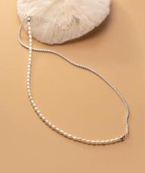 Modart Colier tennis si perle naturale de cultura mici, dama, argint 925, forma neregulata mini, 37+5 cm, 5, 20 gr (1366)