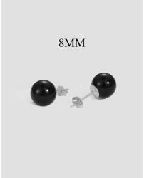 Modart Cercei onix 8 mm argint, simpli, dama, argint 925, piatra neagra onix, 1, 74 gr (1434)