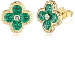 Modart Cercei argint placati cu aur, dama, argint 925 placat cu aur, sidef verde, auriu, 2, 14 gr (1048)
