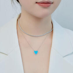 Modart Lantisor inima argint cu opal, dama, argint 925, zirconii albe, argintiu, 2, 53 gr (1178)
