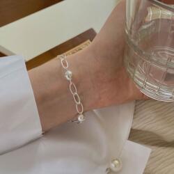 Modart Bratara groasa din argint cu zale mari si bile 8 mm, bratari argint groase, bijuterii argint pentru femei, dama, argint 925, argintiu, 6, 97 gr (1234)