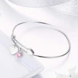 Modart Brățară fixă din argint rodiat cu Inimă gravată " I love you to infinity and beyond" , bijuterii cadou personalizat pentru femei, declarație de dragoste, 6, 25 gr (857)