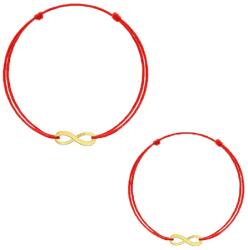 Modart Set bratari de aur mama si copil, aur 14k, snur reglabil rosu, mini figurina infinit (901)