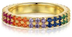 Modart Inel argint, dama, argint 925 placat cu aur, tennis dublu, multicolor, auriu, 3, 03 gr (1142)