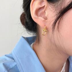 Modart Cercei argint dubli in forma de U, cercei femei, model brand celebru, bijuterii femei, dama, argint 925 placat cu aur/argint 925, u links, 2, 81 gr (1420)