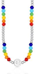 Modart Colier bilute argint si cristale fatetate colorate, dama/copil, argint 925 , 40+3cm, emoticon argint, 8, 72gr (931)