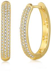 Modart Cercei rotunzi argint placat cu aur, dama, argint 925, zirconii albe, 20 mm, 6, 13 gr (1165)