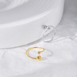 Modart Inel argint minimalist cu bile, dama, argint 925/argint 925 placat cu aur, reglabil, bilute, argintiu/auriu, 0, 85gr (928)