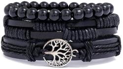 HARAHU Brățări pentru Bărbați Silver Tree of Life - Negru KP33179