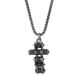 HARAHU Colier Chain Cross - Negru / Argintiu KP29313