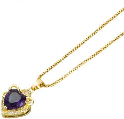 HARAHU Colier ER-20884 - Aurie / Violetă KP20884