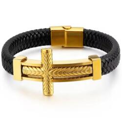 HARAHU Brățară Big Cross - Negru/Auriu KP32506
