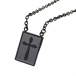 HARAHU Colier Fashion Cross - Negru KP22805