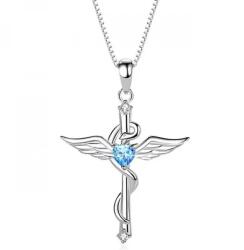 HARAHU Colier Wing Cross - Argintiu / Albastru KP28838