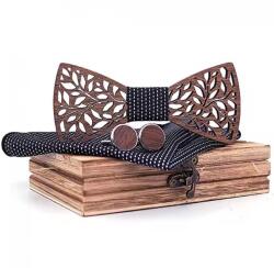 HARAHU Papion din lemn sculptat - Negru / Alb KP30910