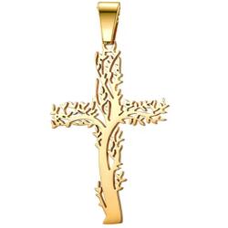 HARAHU Pandantiv pe lanț Tree Cross - Aurie KP34143