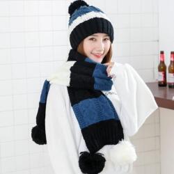 HARAHU Căciulă și fular - Negru KP21604