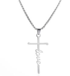 HARAHU Colier Love Cross - Argintiu KP28444