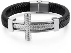 HARAHU Brățară Big Cross - Negru/Argintiu KP32504