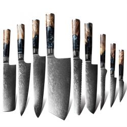 HARAHU Set cuțite de bucătărie Damasc JA-13841 - 9 buc/Maro KP13841