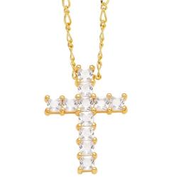 HARAHU Colier Style Cross - Aurie / Cristal KP29401