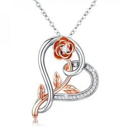 HARAHU Colier Heart Rose - Argintiu / Aur Roz KP28884