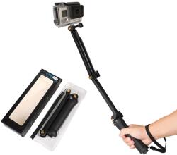 HARAHU 3 în 1 Monopod cu stativ și suport pentru selfie pentru GoPro - Negru KP31111