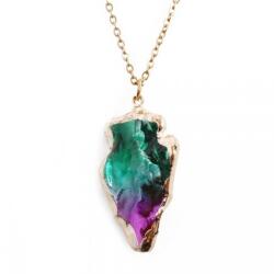 HARAHU Colier Crystal Stone - Verde / Violet KP21754