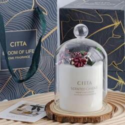 HARAHU Lumânare parfumată cu capac din sticlă - Albă KP30991