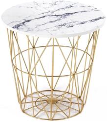 Halmar Kávésasztal HARISSA 41x42 cm arany/fehér márvány dekoráció V-CH-HARISSA_G-LAW-BIAŁY (HA0007)
