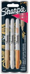 Sharpie Alkoholos marker készlet, 1, 4 mm, kúpos, SHARPIE „Metallic, 3 különböző szín (SR1986006)
