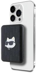 KARL LAGERFELD Powerbank inductive KLPB5FPGKSCHHK 16W 5000mAh fekete/fekete Choupette Head Pin MagSafe