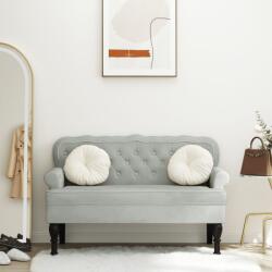 vidaXL világosszürke bársony pad háttámlával 119, 5 x 64, 5 x 75 cm (372156)