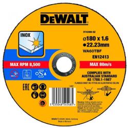 DEWALT Vágótárcsa rozsdamentes acélhoz (1. típus) 180 x 22, 2 x 1, 6 mm DT43908 (DT43908)