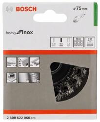 Bosch csészekefe, fonott, 75, rozsdamentes acél 75 mm, 0, 5 mm, M14 2608622060 (2608622060)