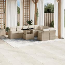 vidaXL 10 részes bézs polyrattan kerti ülőgarnitúra párnával (3267498) - vidaxl